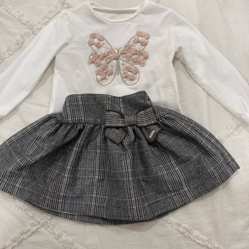 MAYORAL KIDS 2 PIECE SET SKIRT AND LONG SLEEVE TOP SIZE 2